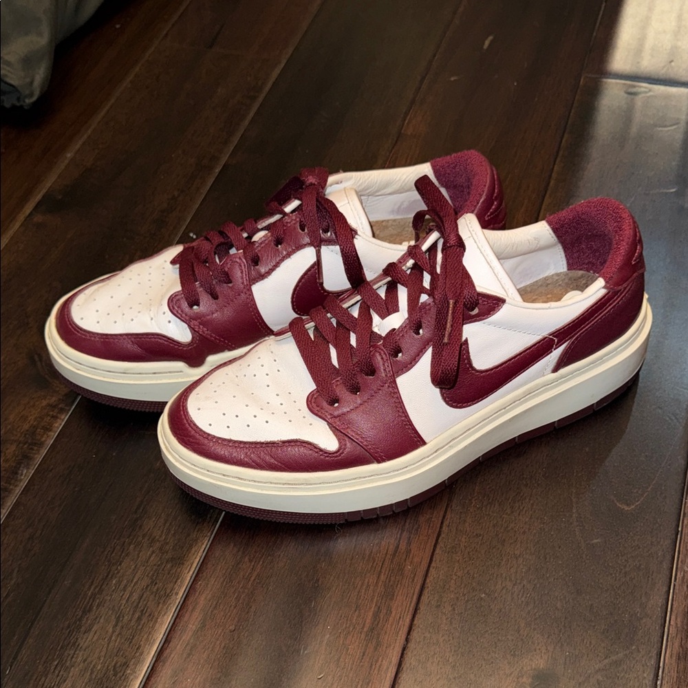 Maroon and White Nike Sneakers